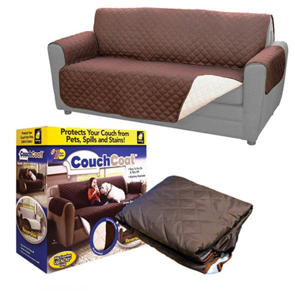 (double SofaR COVER) EVERSIBLE WASHABLE COUCH Sofa COAT COVER - Brown