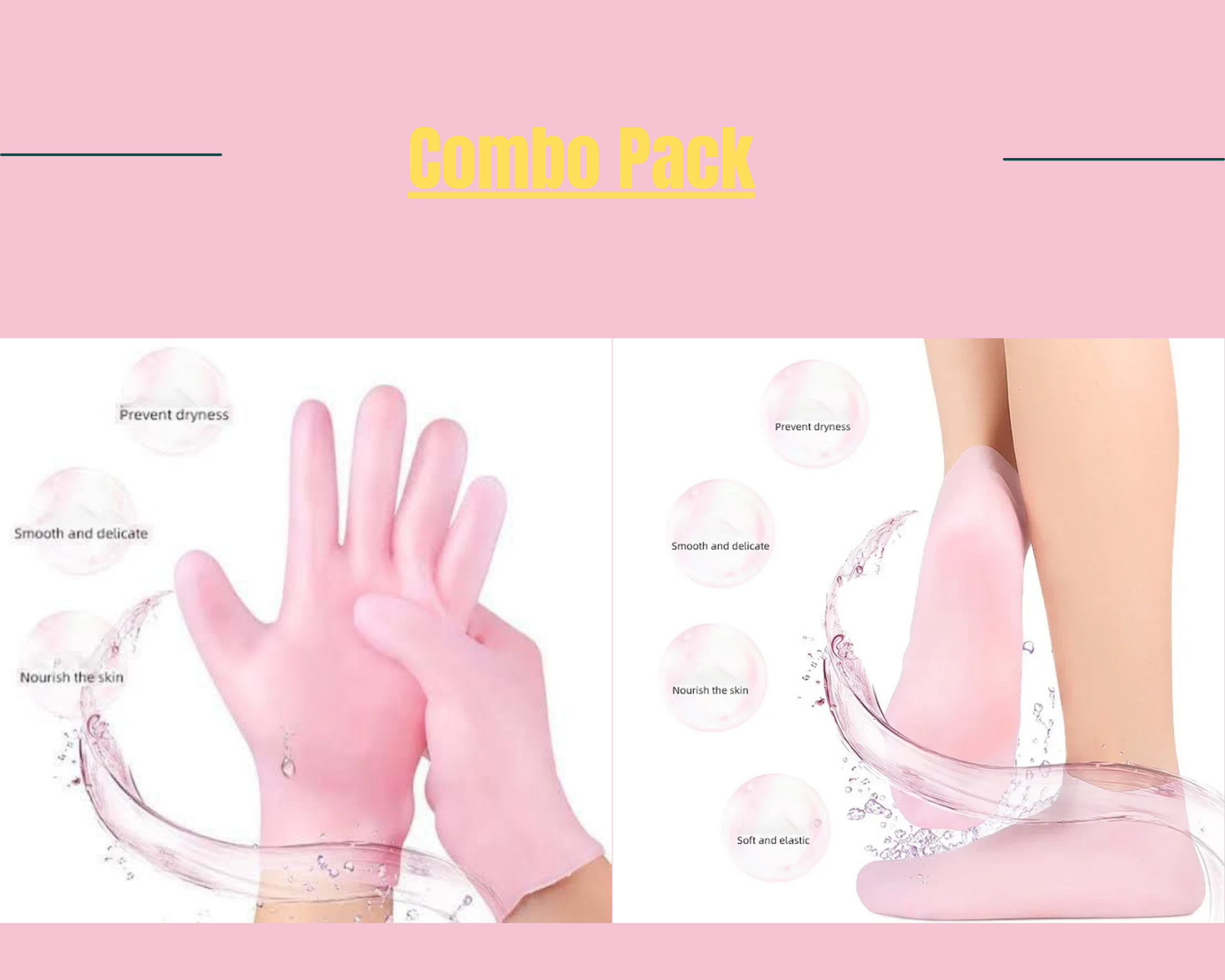 (Combo Pack) Moisturizing Glove and Socks Set, Silicone Gel Spa Socks For Dry Cracked Skin & Silicone Jelly Socks Gel Moisturizing Socks Foot Care Protector
