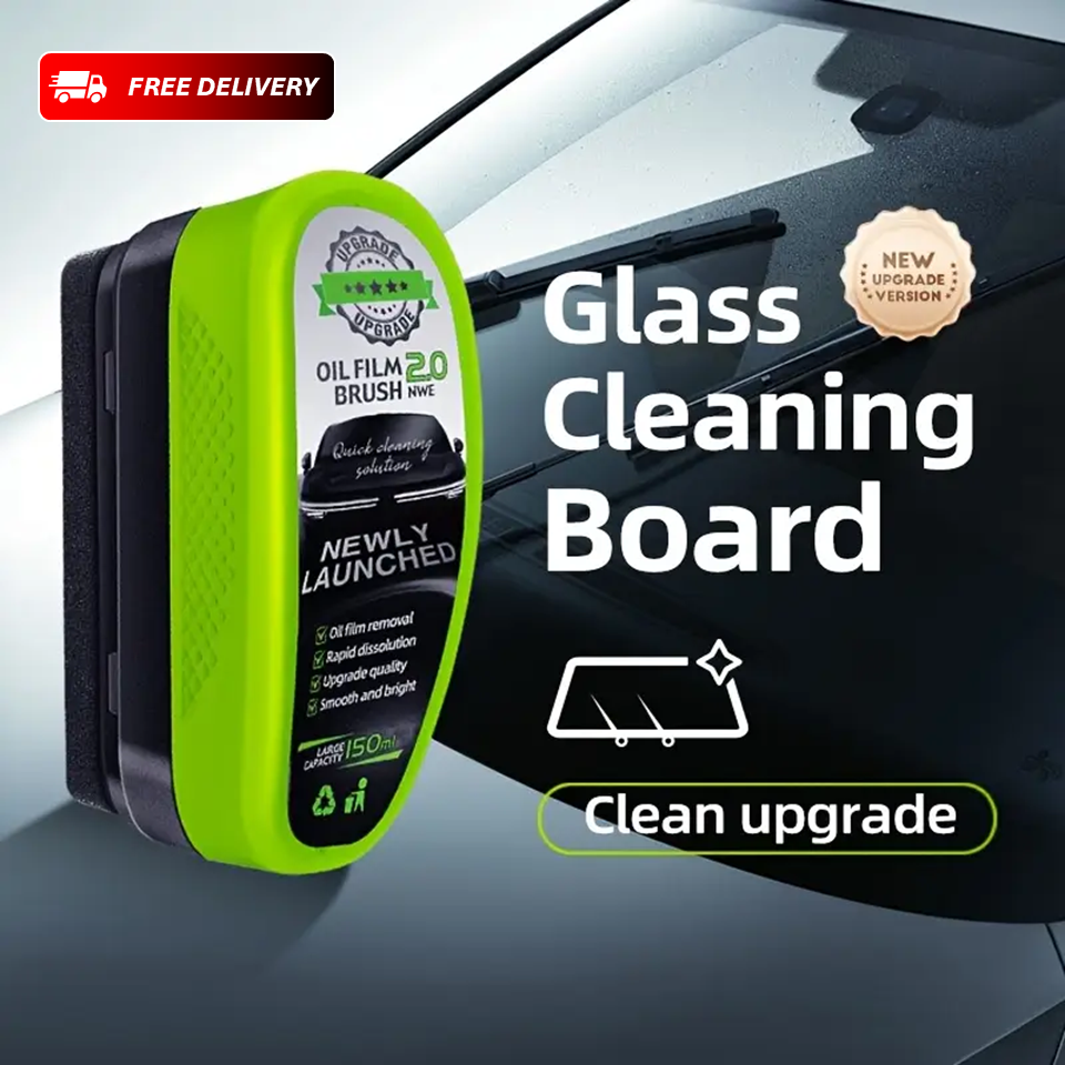 Hydrophobic Glass Coating Cleaner with Brush – Oil Film Remover for Car & Home
