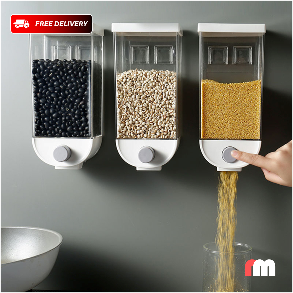 (1pc) Wall-Mounted 1500ml Dry Food Dispenser Set – Clear Containers, Space-Saving Storage Solution