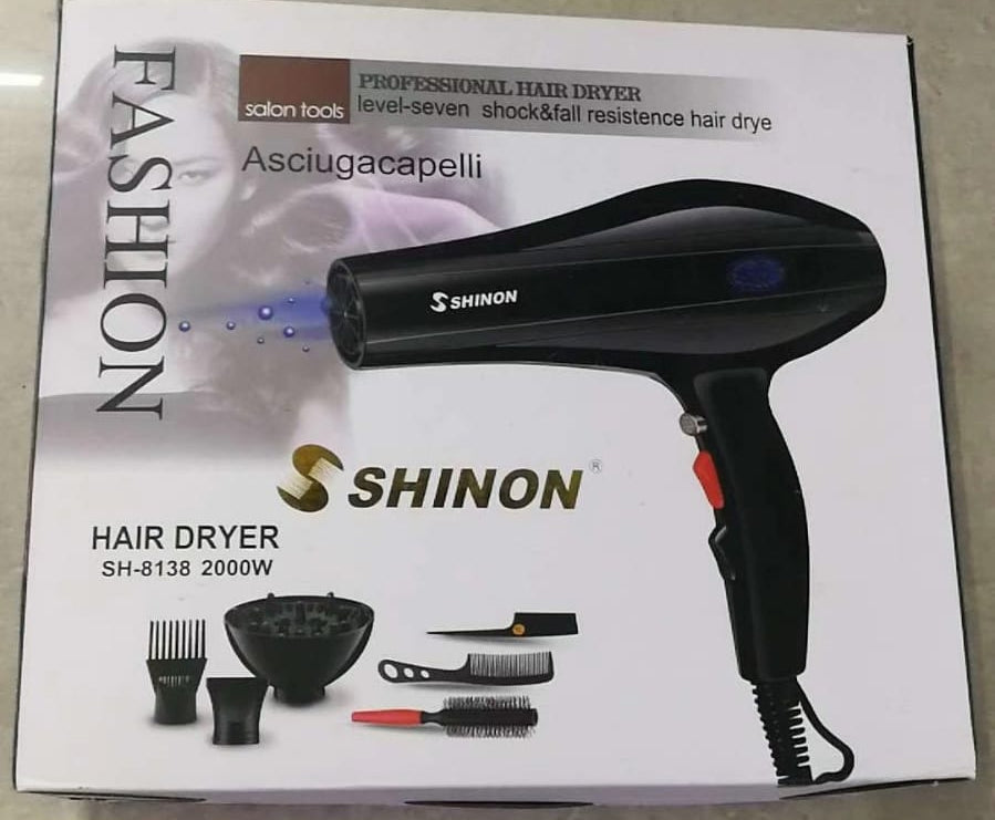 (black )Shinon Hair Dryers Salon Home Used Professional Blow Hair Dryer With complete accessories