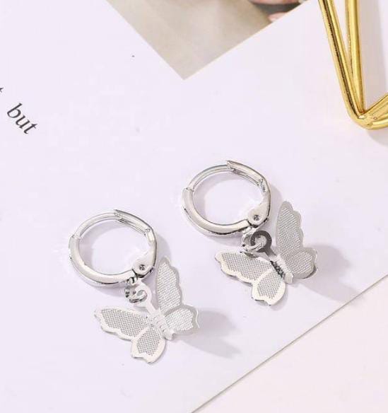 Butterfly Korean earrings | Drop Earrings Simple Butterfly Shape Pendant Dangle Hoop Earring Women Girls