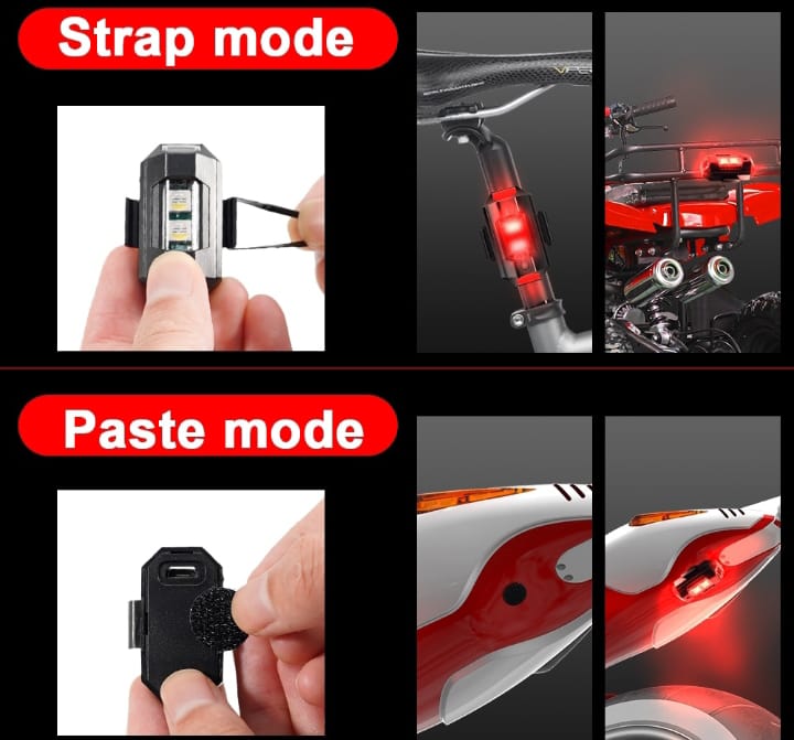 Universal Led Aircraft Strobe Lights Motorcycle Anti Collision Warning Light with USB Charging 7Colors Turn Signal Indicator