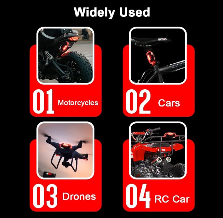 Universal Led Aircraft Strobe Lights Motorcycle Anti Collision Warning Light with USB Charging 7Colors Turn Signal Indicator