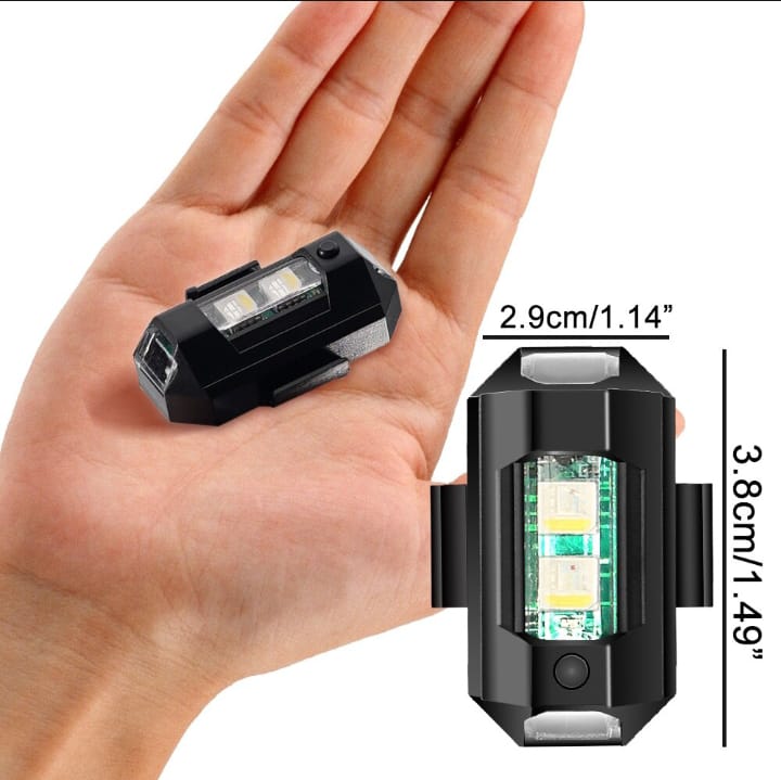 Universal Led Aircraft Strobe Lights Motorcycle Anti Collision Warning Light with USB Charging 7Colors Turn Signal Indicator