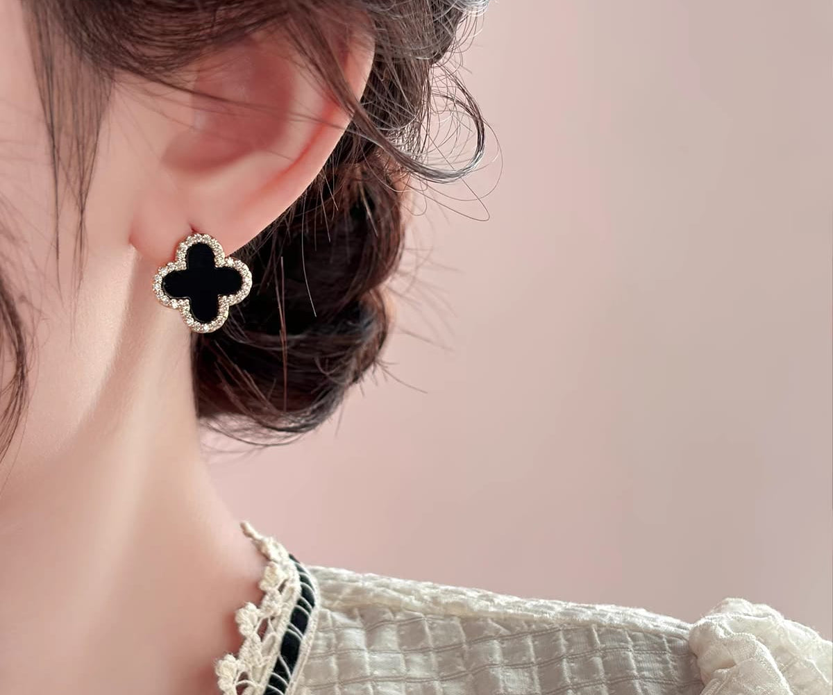 Stainless steel Flower zircon studs Earrings