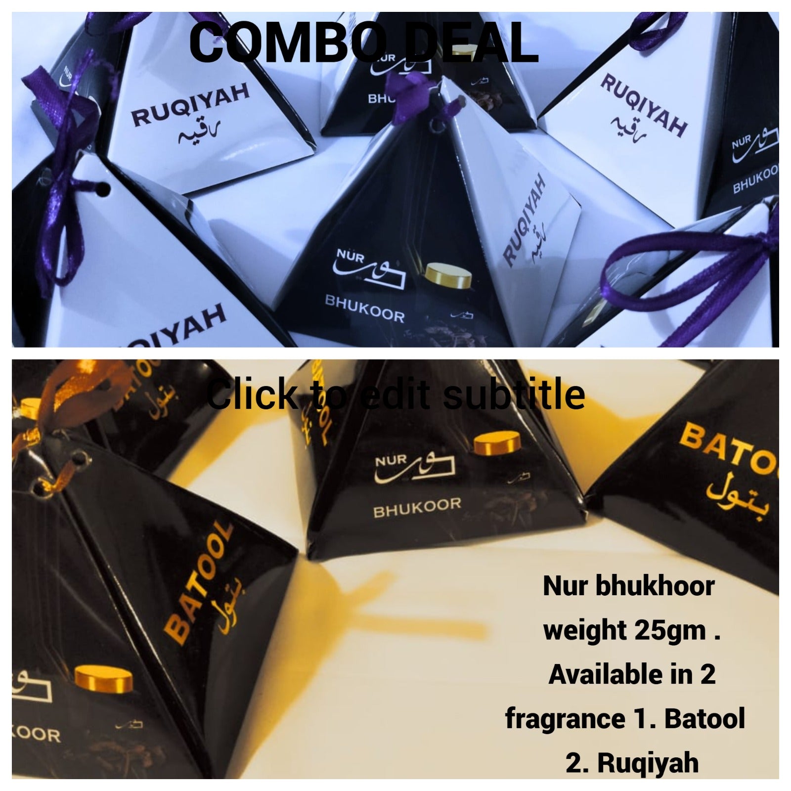 (combo deal) Nur bhukhoor 2 fragrance/ Batool / Ruqiyah (25gm)