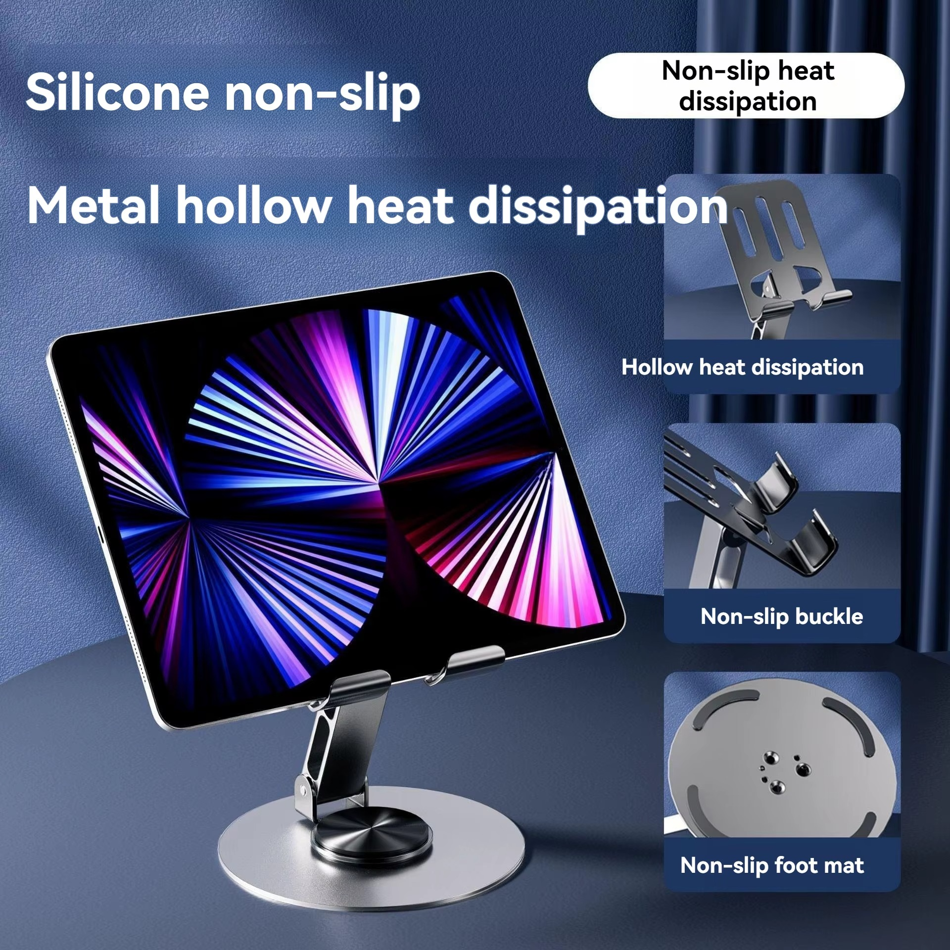 Mobile Stand - Mobile Phone Holder Broadcast Mobile Phone Holder 360 Degree Rotation Adjustment Folding Lazy Tablet Desktop Mobile Phone Holder - Stainless Steel - Random Color