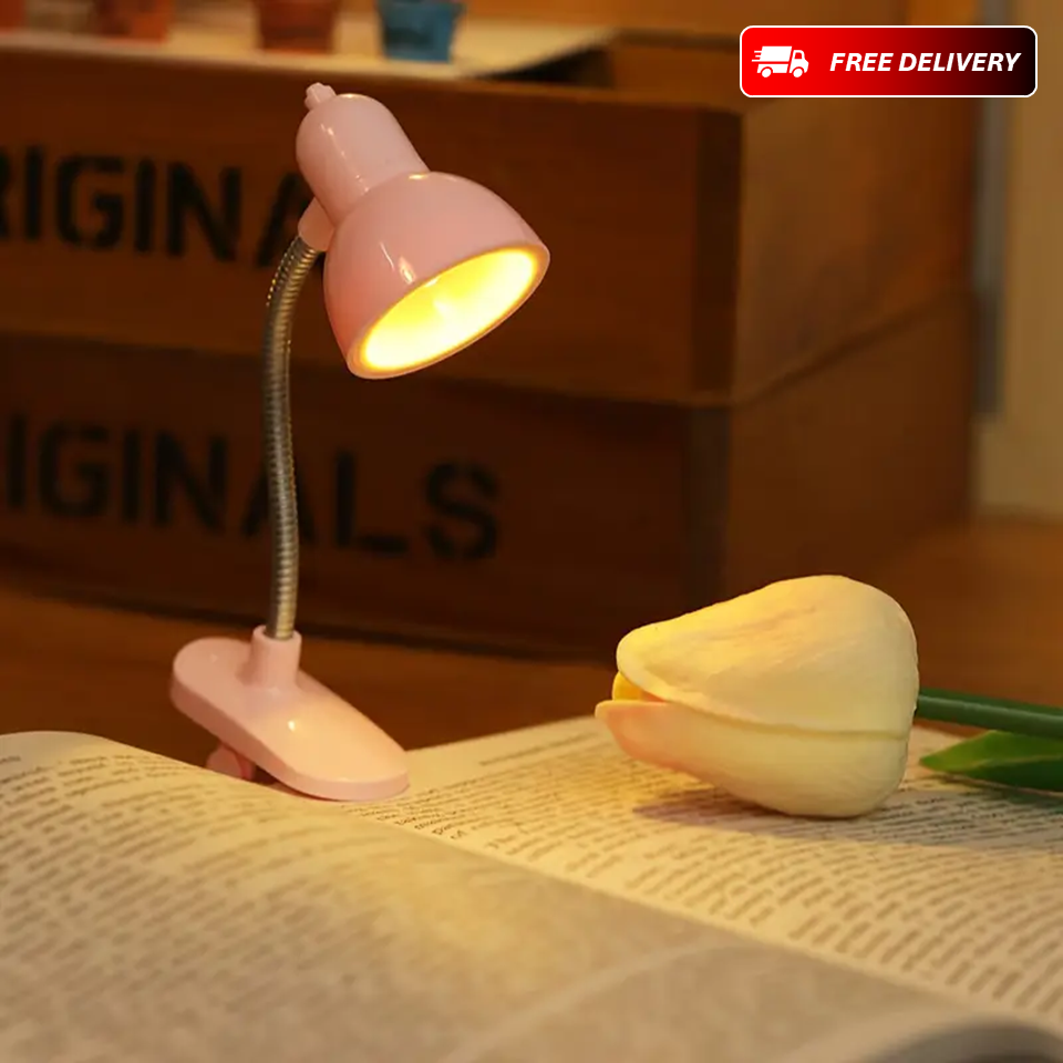 (1pc) Mini Clip-On LED Book Light – Warm White, Adjustable 360°, Battery Powered Reading Lamp for Bed & Travel