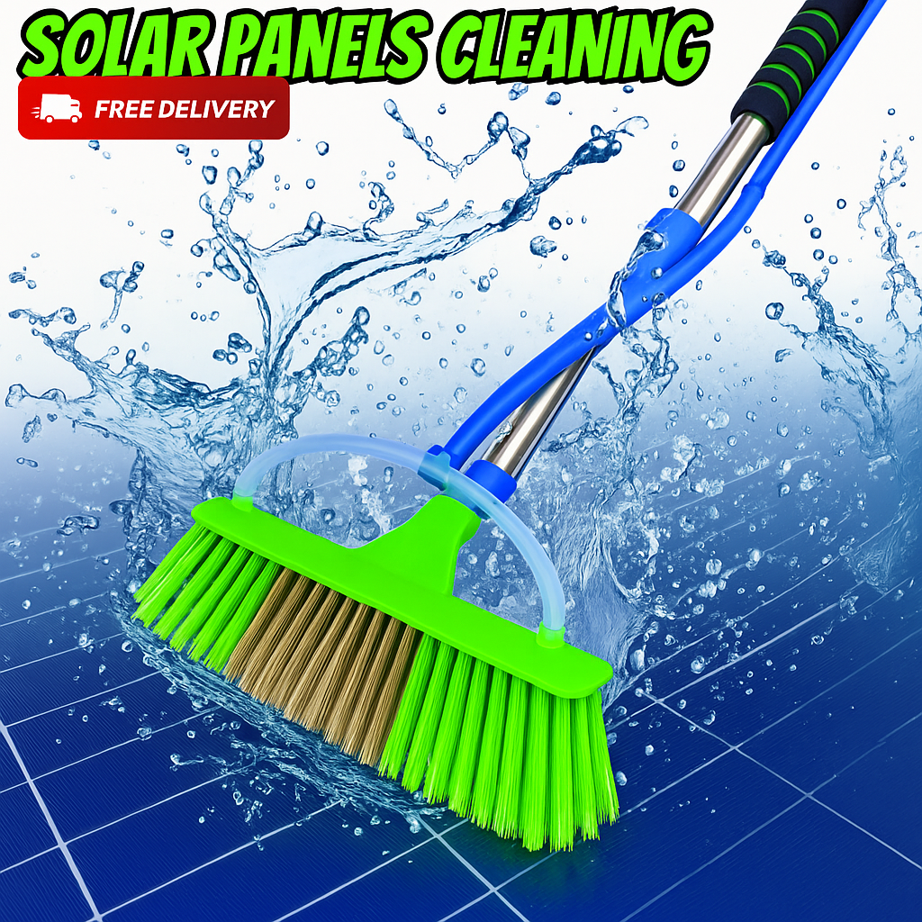 6ft Extendable Solar Panel Cleaning Brush with Water Flow System & Soft Bristle Head