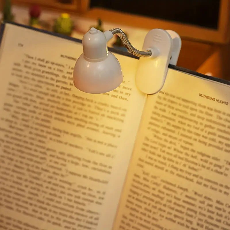 (1pc) Mini Clip-On LED Book Light – Warm White, Adjustable 360°, Battery Powered Reading Lamp for Bed & Travel
