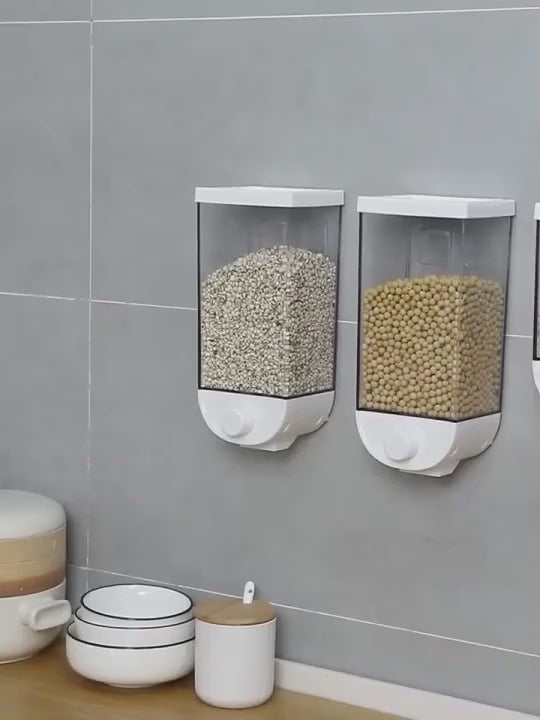 (1pc) Wall-Mounted 1500ml Dry Food Dispenser Set – Clear Containers, Space-Saving Storage Solution