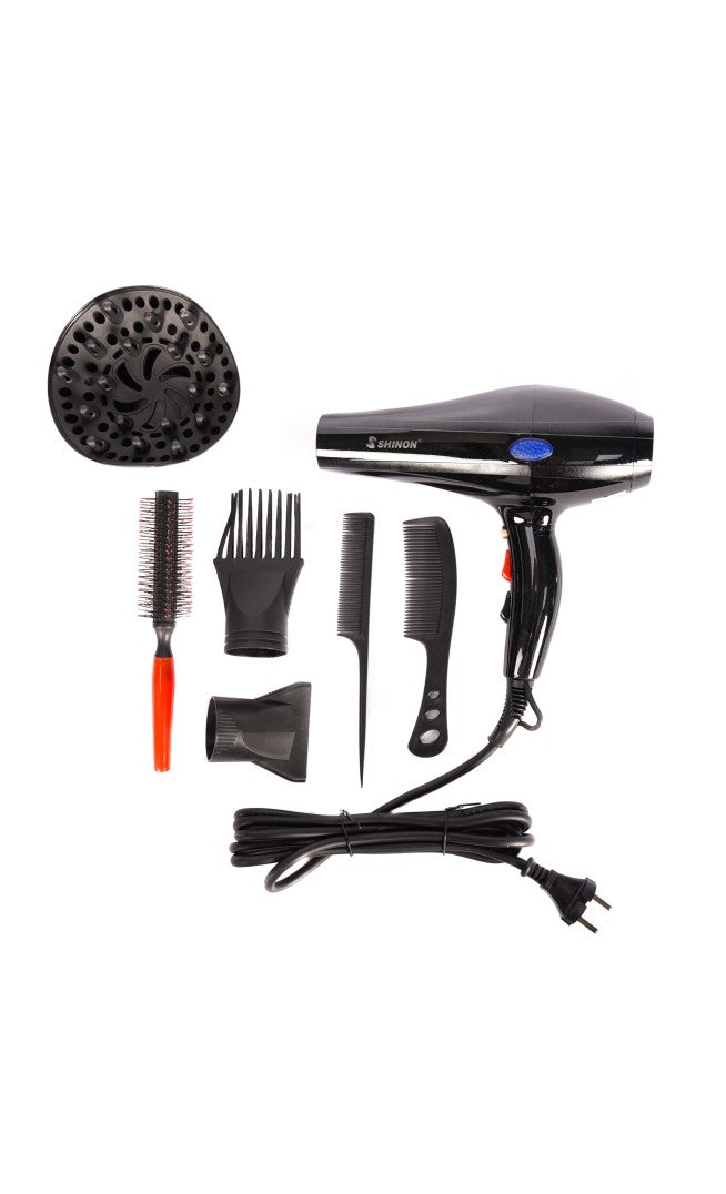 (black )Shinon Hair Dryers Salon Home Used Professional Blow Hair Dryer With complete accessories