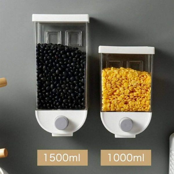 (1pc) Wall-Mounted 1500ml Dry Food Dispenser Set – Clear Containers, Space-Saving Storage Solution