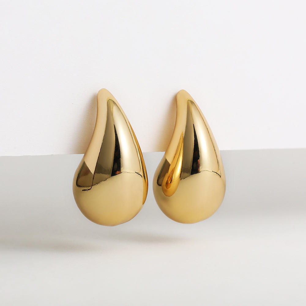 Chunky Dome Drop Earrings for Women Glossy Thick Teardrop Earrings Dupes Lightweight Hoops