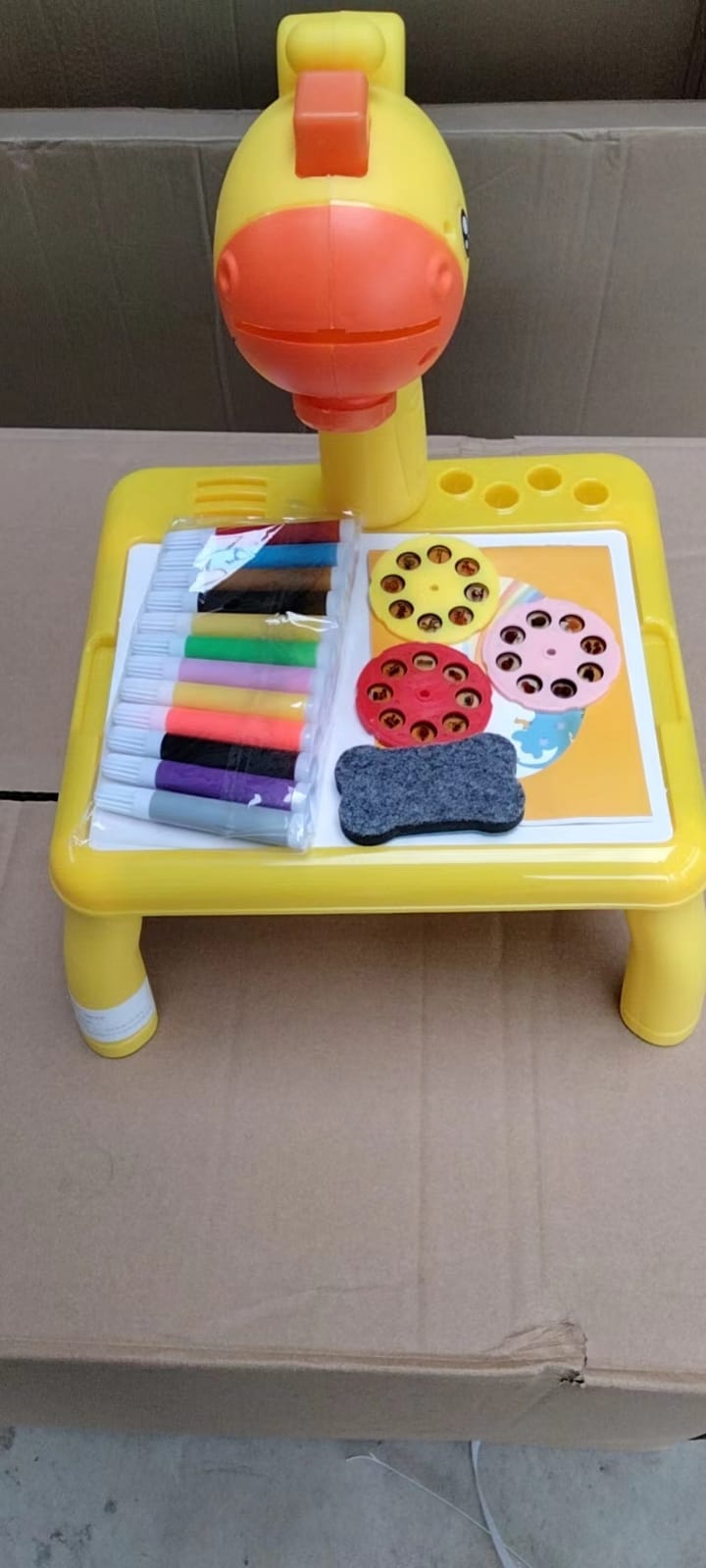 Table with light and with music inside | Mini Art Drawing Board Leds Projector Light Toy Children Kids Painting Table Small Desk(Random Color)