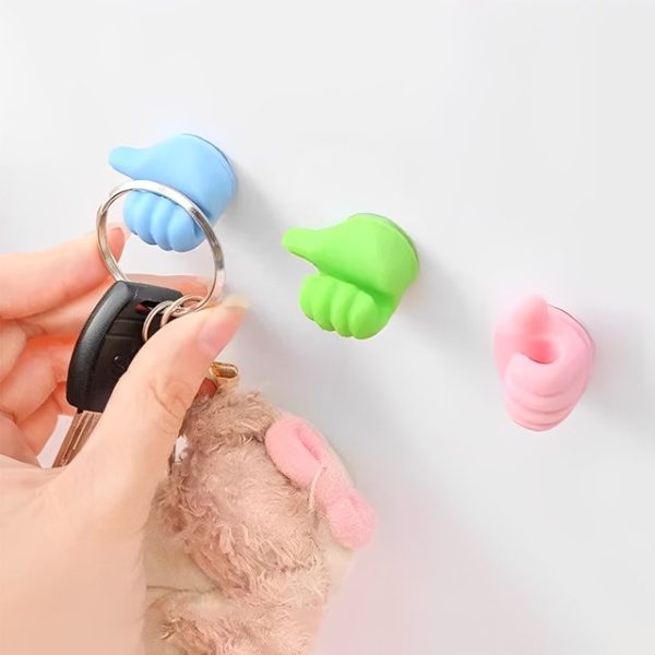 10pc - Thumb Wall Hook Wall Decoration Hook Creative Silicone Thumb Key Hanger Hooks (random color)