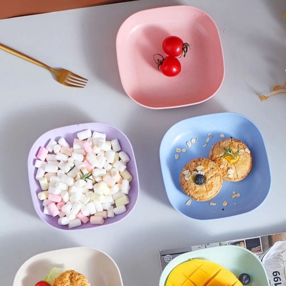 10Pcs Multi-function Spit Bone Plate Set Household Food Grade Plastic Elliptical Plate Set