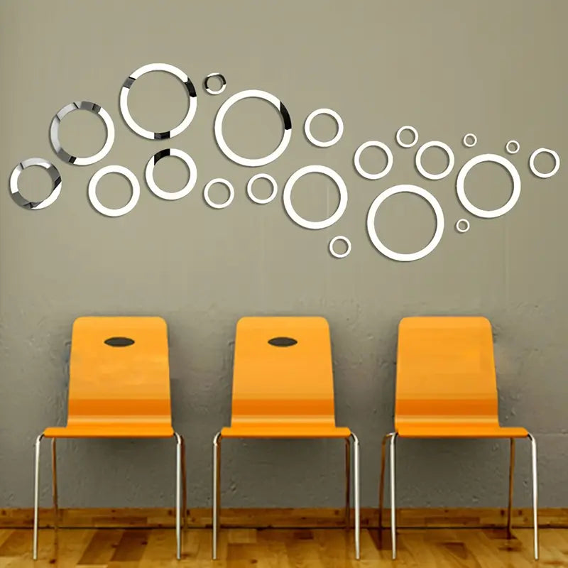 24 Pcs Acrylic Mirror 3d Wall Stickers Living Room Personalized Interior Decoration