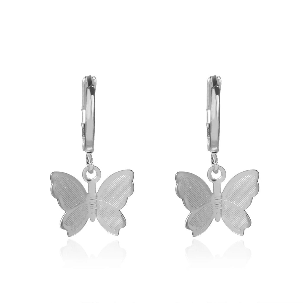Butterfly Korean earrings | Drop Earrings Simple Butterfly Shape Pendant Dangle Hoop Earring Women Girls