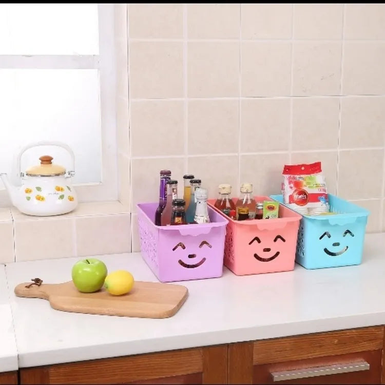 Smile basket Without cap pack off 3 | Storage Organizer Basket |  Multipurpose Baskets For Kitchen, Home, Office &amp; Bathroom (Random color)