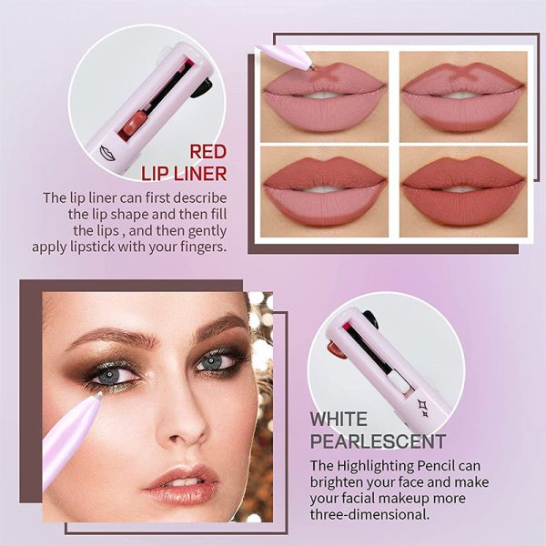 4-in-1 Waterproof Makeup Pen – Eyebrow, Lip Liner, Highlighter & Eyeliner Tool