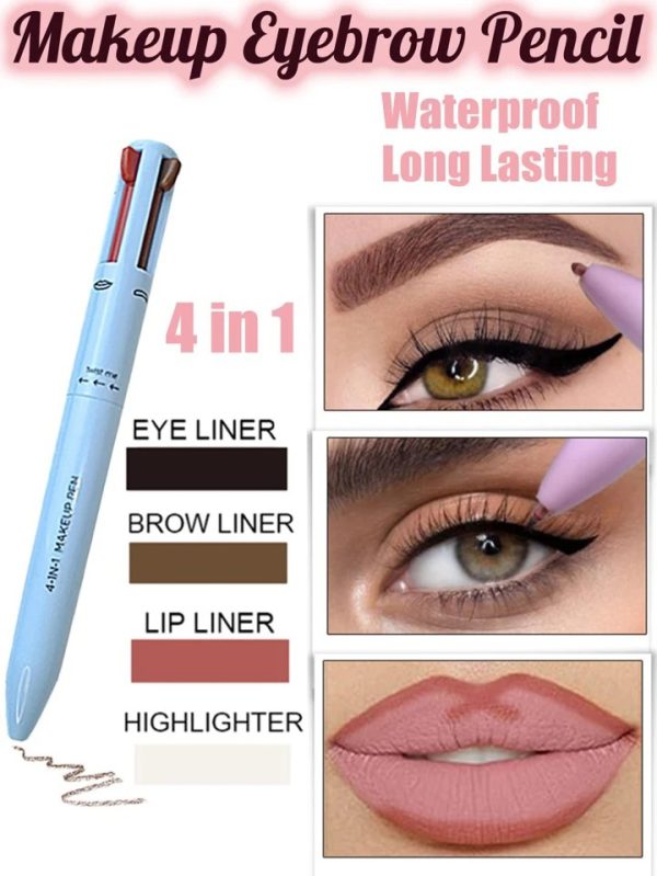 4-in-1 Waterproof Makeup Pen – Eyebrow, Lip Liner, Highlighter & Eyeliner Tool