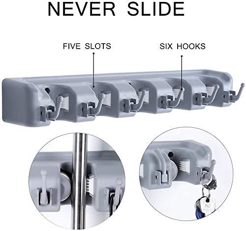 Mop And Broom Holder Wall Mount | Organizer For Home Garden Garage And Storage (Random color)