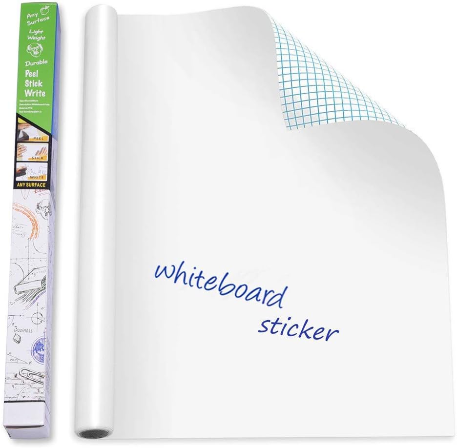 Self-Adhesive Whiteboard Wall Decal Sticker | Strong &amp; Durable Dry Erase Wall Paper | Message Board Peel Stick White Board with 2 Marker for Kids Drawing