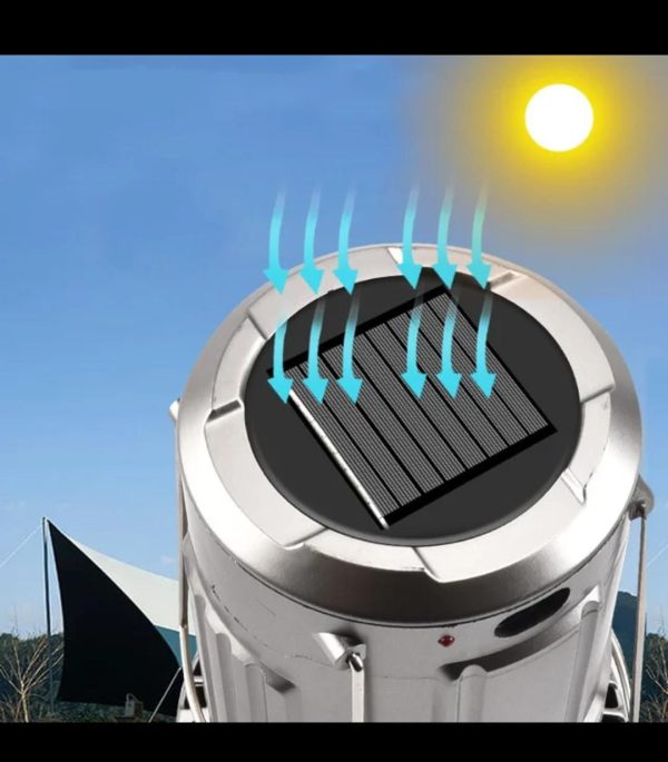 6 in 1 portable outdoor LED camping lantern with fan solar charge rechargeable light energy saving tent lamp flashlight