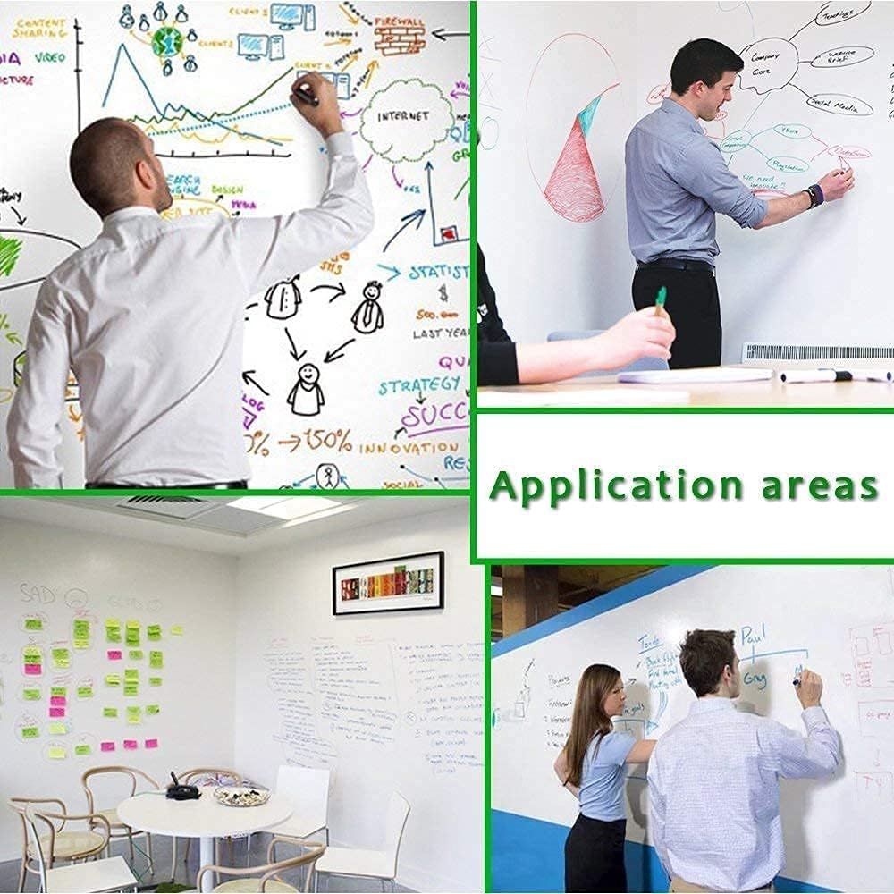 Self-Adhesive Whiteboard Wall Decal Sticker | Strong &amp; Durable Dry Erase Wall Paper | Message Board Peel Stick White Board with 2 Marker for Kids Drawing