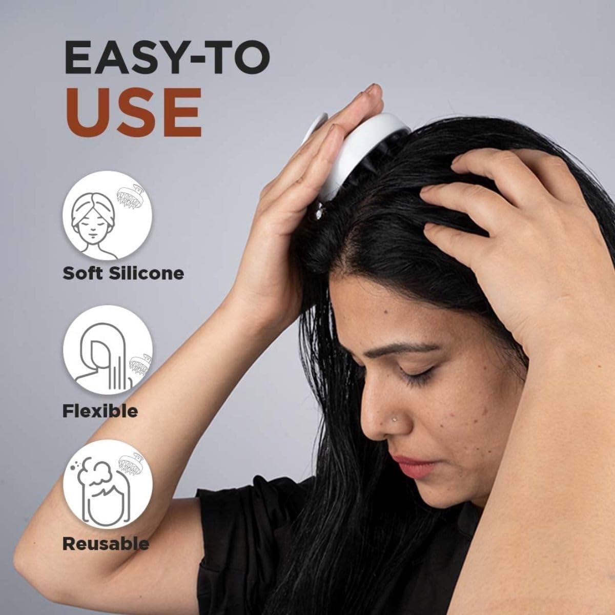 1 Piece Scalp Shampoo Massager Brush | Scalp Hair Scrubber With Soft Bristles For All Type Of Hairs ( Random Color )