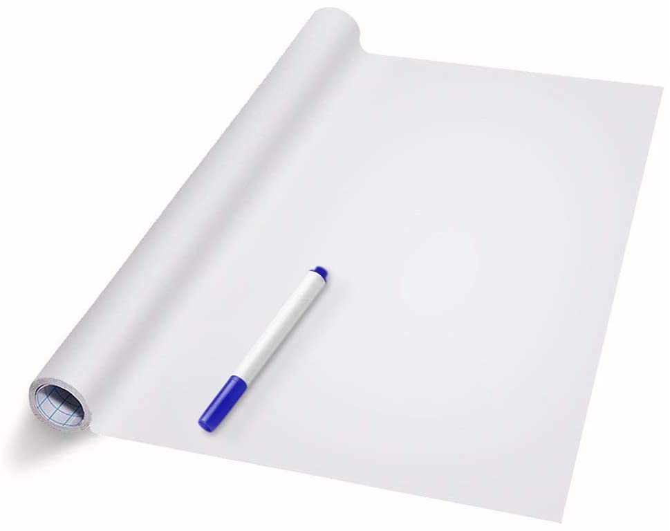 Self-Adhesive Whiteboard Wall Decal Sticker | Strong &amp; Durable Dry Erase Wall Paper | Message Board Peel Stick White Board with 2 Marker for Kids Drawing