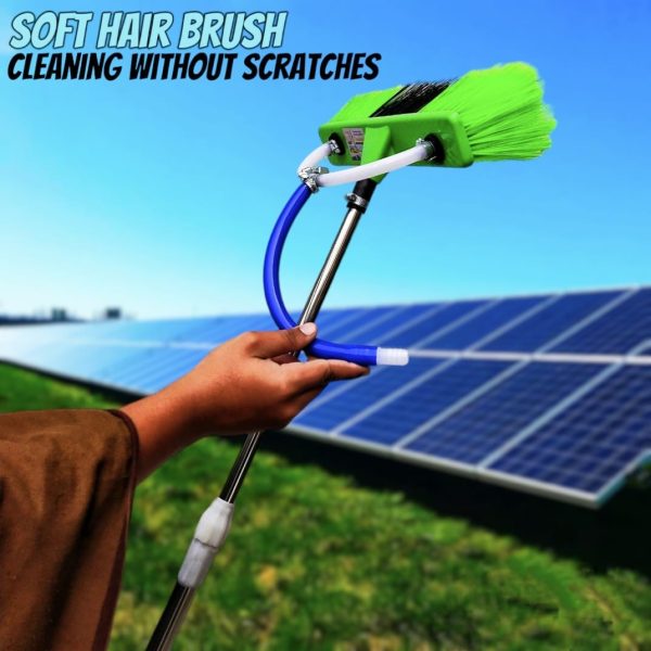 6ft Extendable Solar Panel Cleaning Brush with Water Flow System & Soft Bristle Head