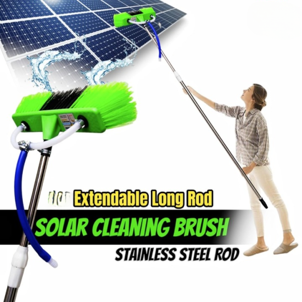 6ft Extendable Solar Panel Cleaning Brush with Water Flow System & Soft Bristle Head