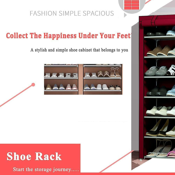 7-Layer Portable Shoe Rack with Dustproof Zippered Cover – Space-Saving Shoe Storage Organizer