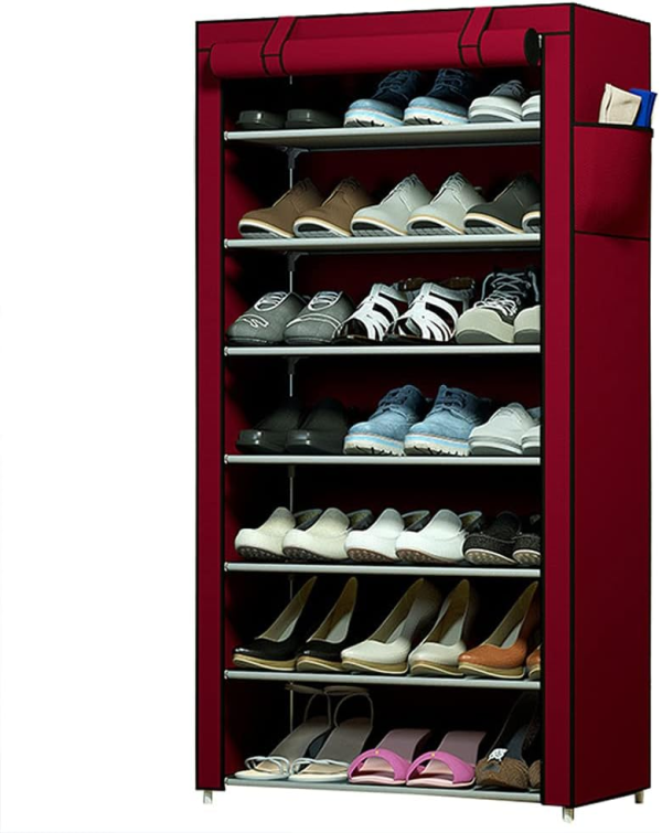 7-Layer Portable Shoe Rack with Dustproof Zippered Cover – Space-Saving Shoe Storage Organizer