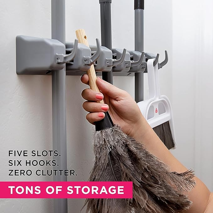 Mop And Broom Holder Wall Mount | Organizer For Home Garden Garage And Storage (Random color)
