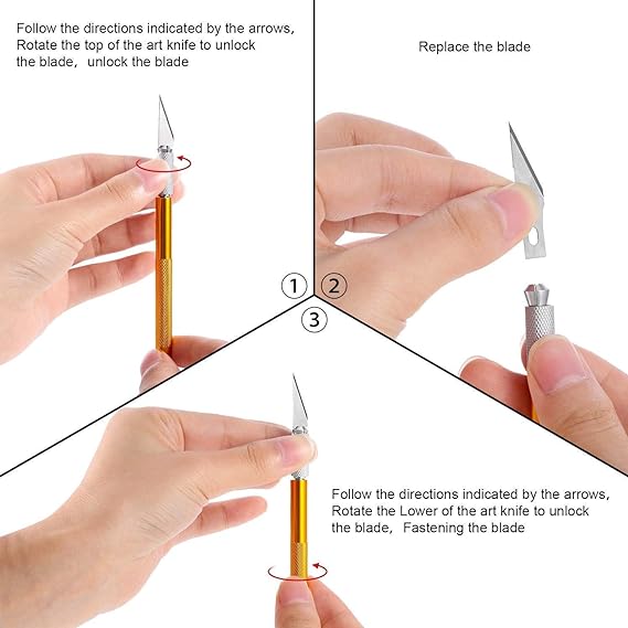 Pen Knife | Detail Precision Cutting tool | Paper, model making, etching, carving Cutter with 6 Blades + 1 Handle