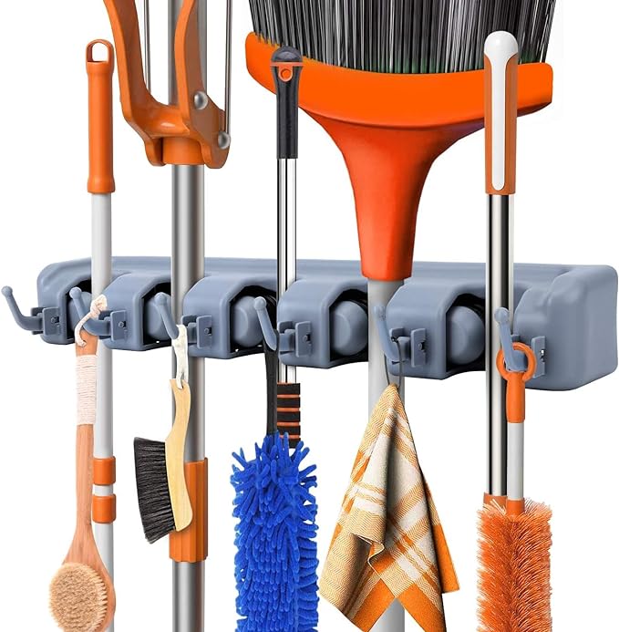 Mop And Broom Holder Wall Mount | Organizer For Home Garden Garage And Storage (Random color)