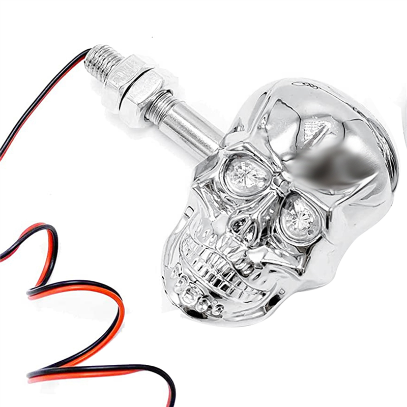 Universal Skull Head LED Turn Signal Indicators â€“ Set of 2/4 for Motorcycles 125cc and 70cc all bikes