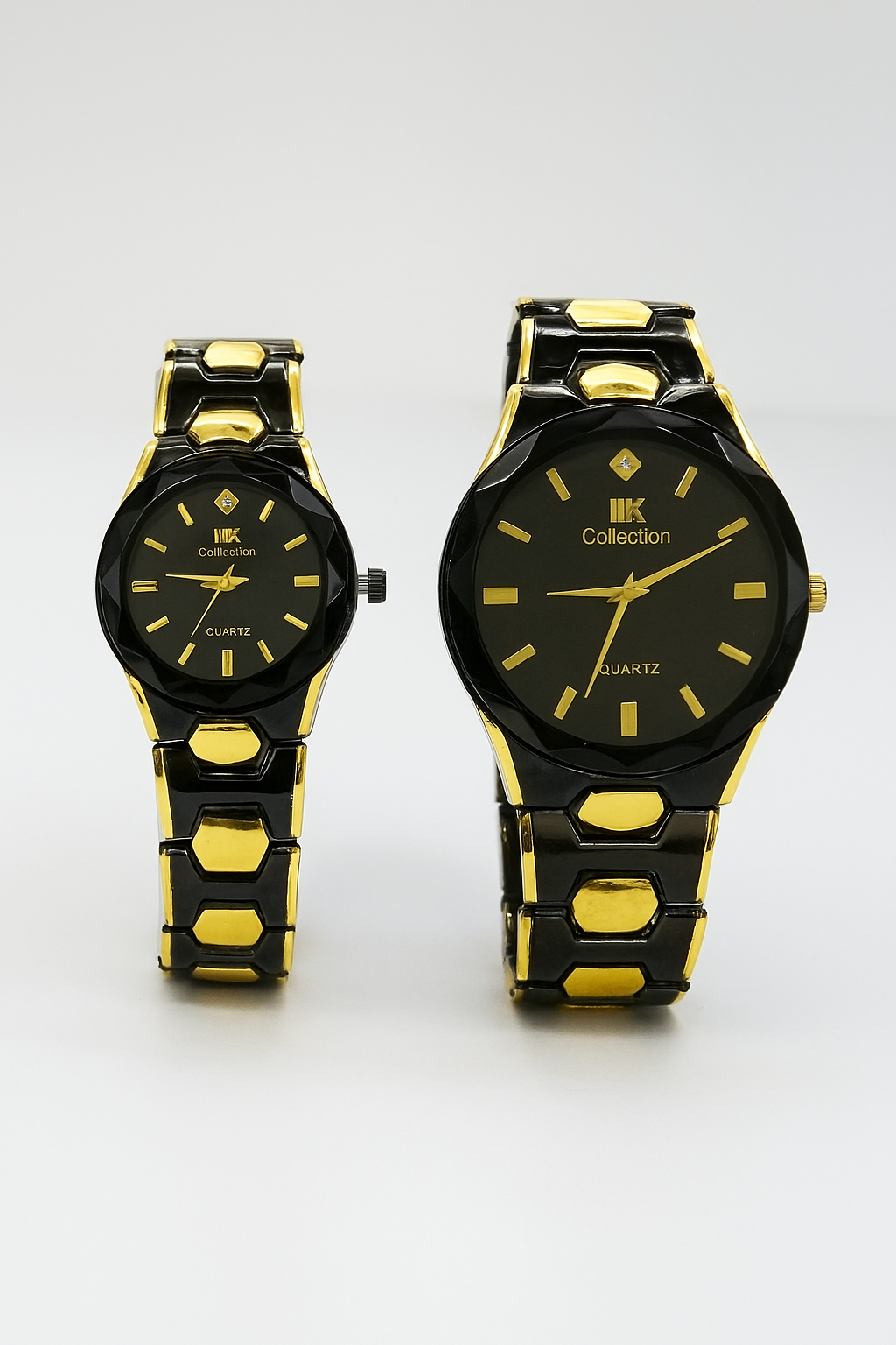 Elegant Couple Watch Set â€“ Luxury Quartz Wristwatches for Him &amp; Her with Dual-Tone Metal Strap