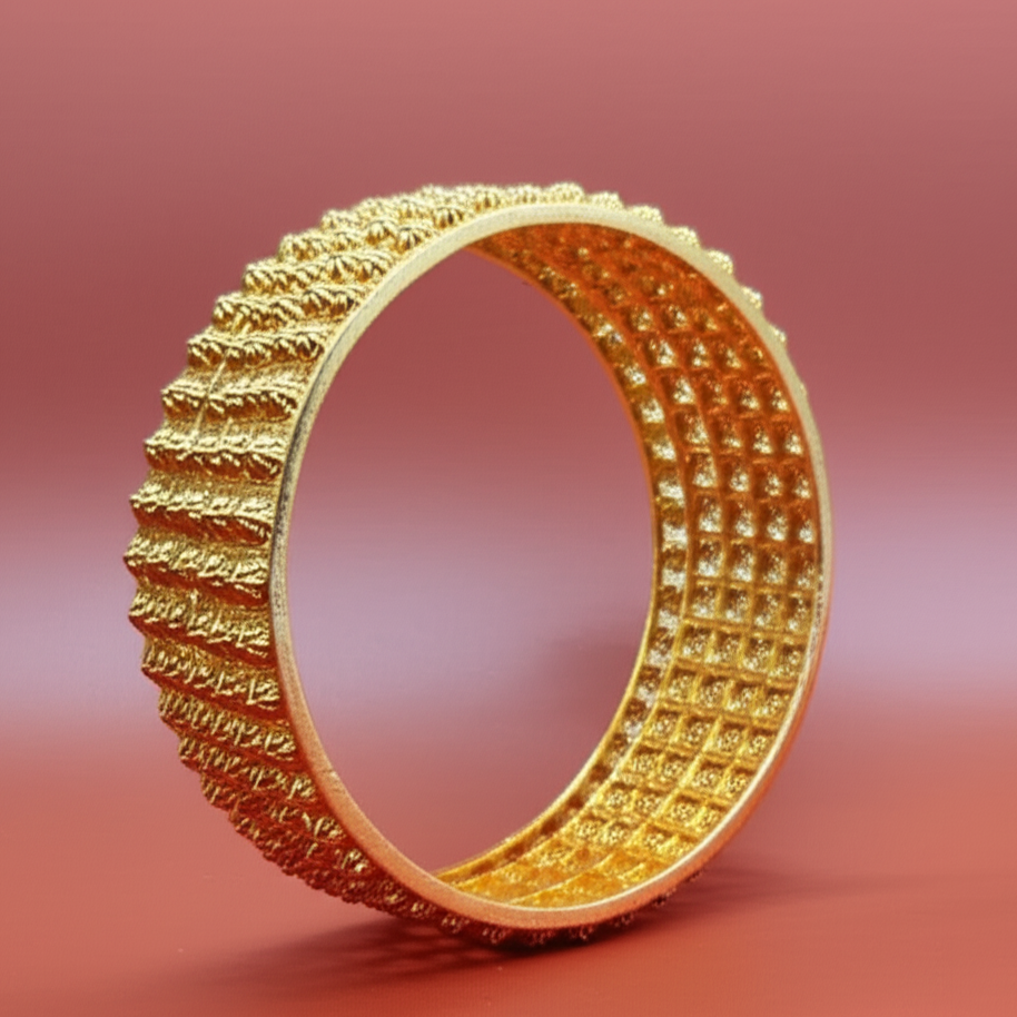 Golden Brass Bangles for Women â€“ 1 Pair Artificial Jewelry Bangles in Bright Gold Color for Daily Use, Festive Wear, and Party Styling
