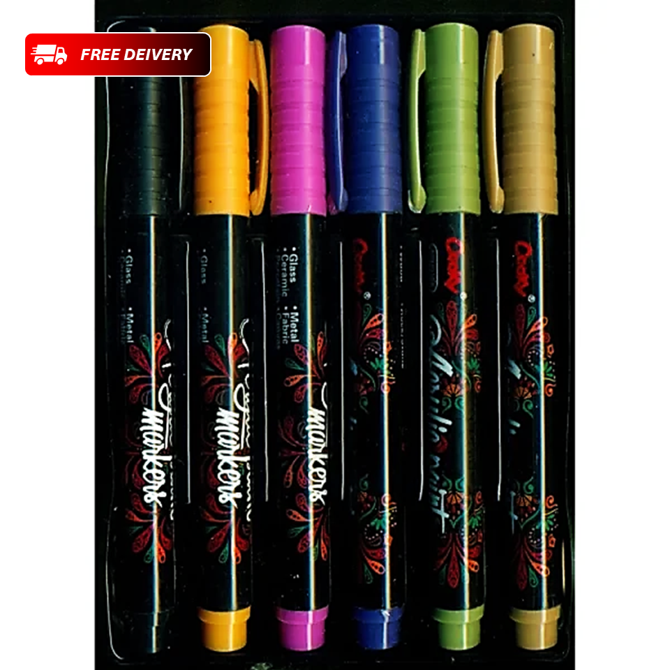 6 pc acrylic marker set