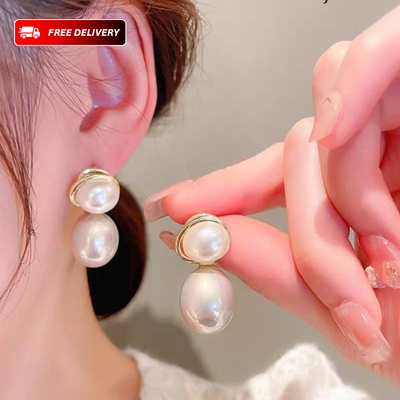 Oval Marble Korean Style Elf Earrings – Unique Mystical Design for Women & Girls