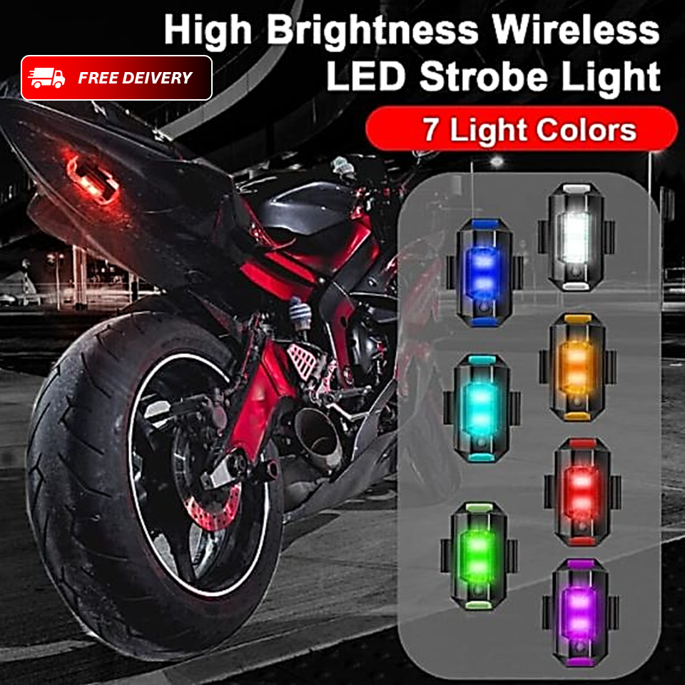 Universal Led Aircraft Strobe Lights Motorcycle Anti Collision Warning Light with USB Charging 7Colors Turn Signal Indicator