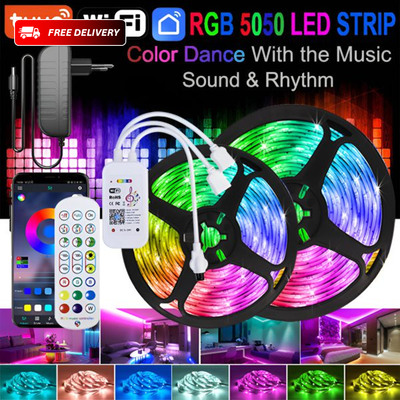 Remote-Control RGB LED Light Strip with Adapter – 16 Color Modes & Easy Setup