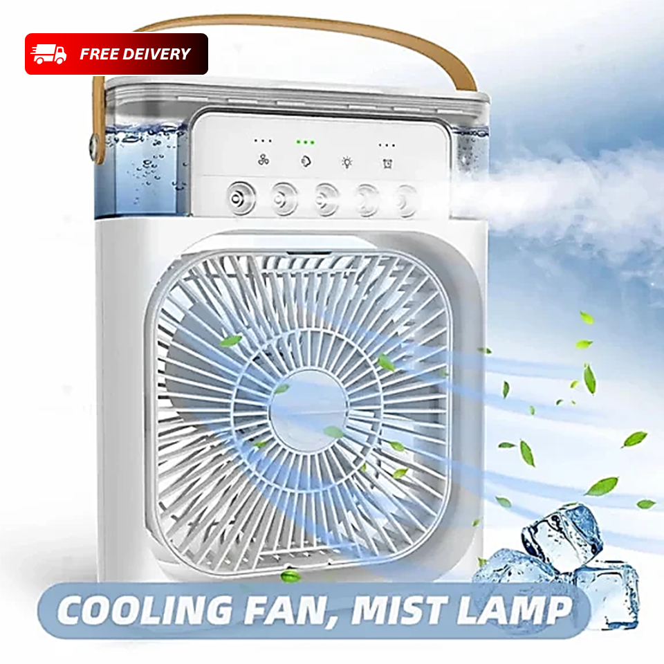 Portable Air Conditioner Fan: USB Electric Fan with LED Night Light, Fine Mist Water, and Humidifier Function | Led Night Light Water Mist (Random Color)
