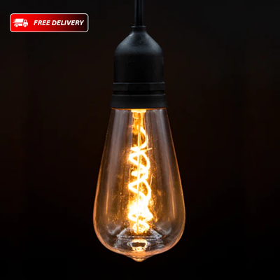 Vintage-Style ST64 LED String Light Bulb for Indoor/Outdoor Use – Black Finish