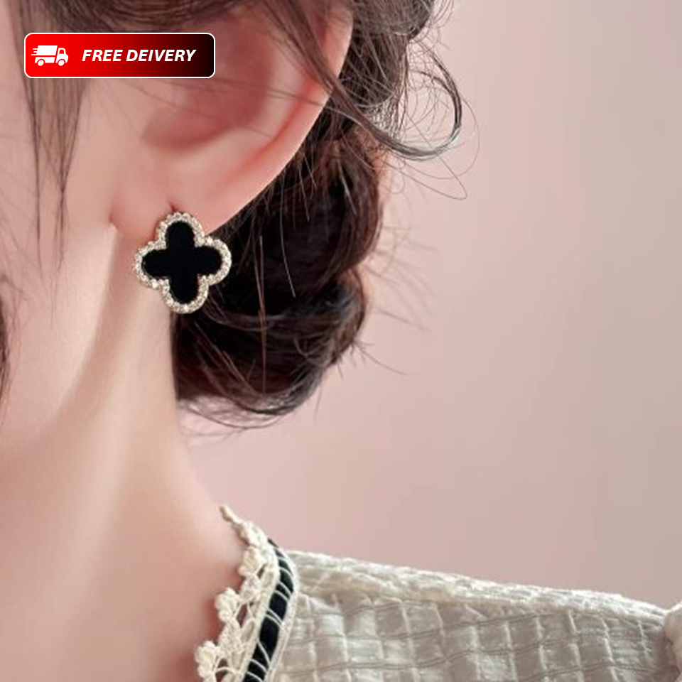 Stainless steel  Flower  zircon studs Earrings